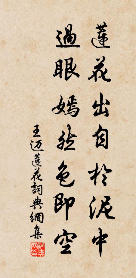 王迈莲花出自於泥中，过眼嫣然色即空书法作品欣赏