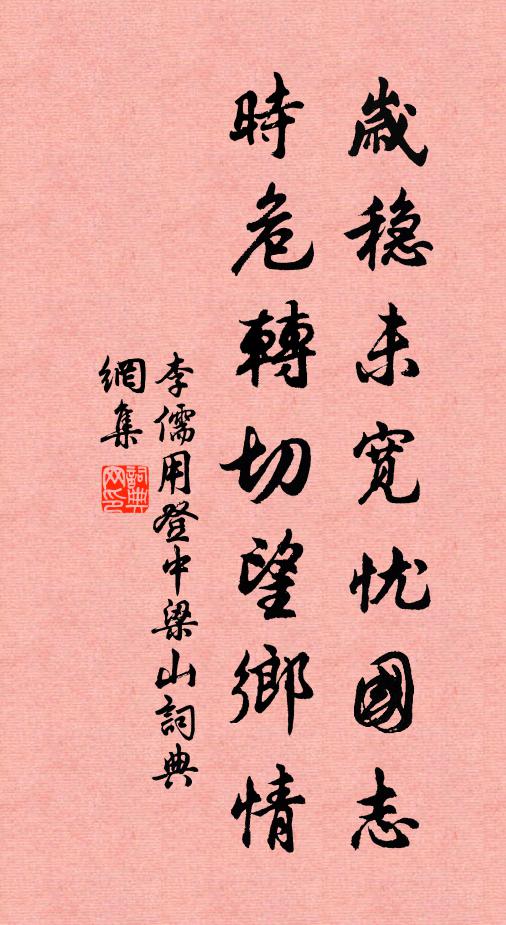 李儒用岁稳未宽忧国志，时危转切望乡情书法作品欣赏