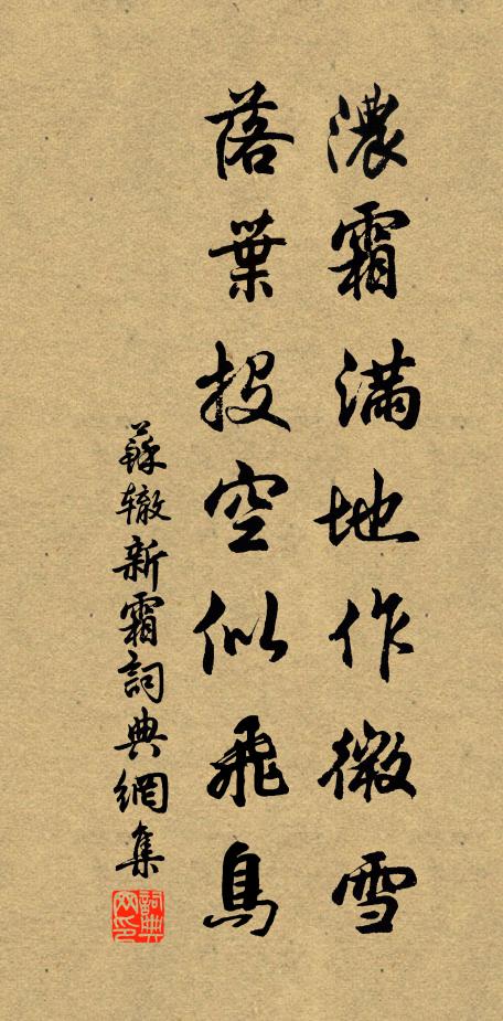 苏辙浓霜满地作微雪，落叶投空似飞鸟书法作品欣赏