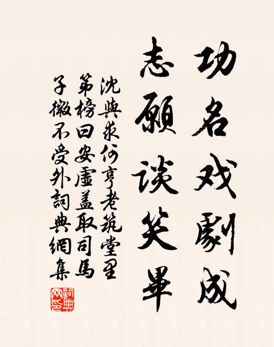 沈与求功名戏剧成，志愿谈笑毕书法作品欣赏