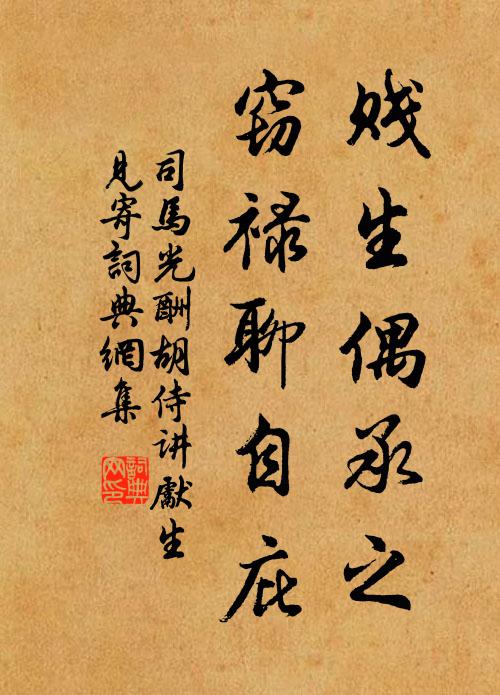 司马光贱生偶承之，窃禄聊自庇书法作品欣赏
