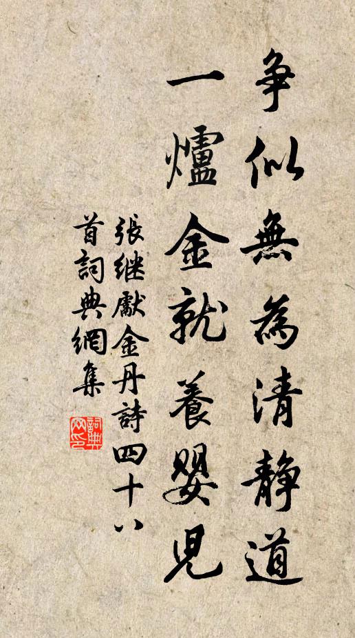 张继先争似无为清静道，一炉金就养婴儿书法作品欣赏