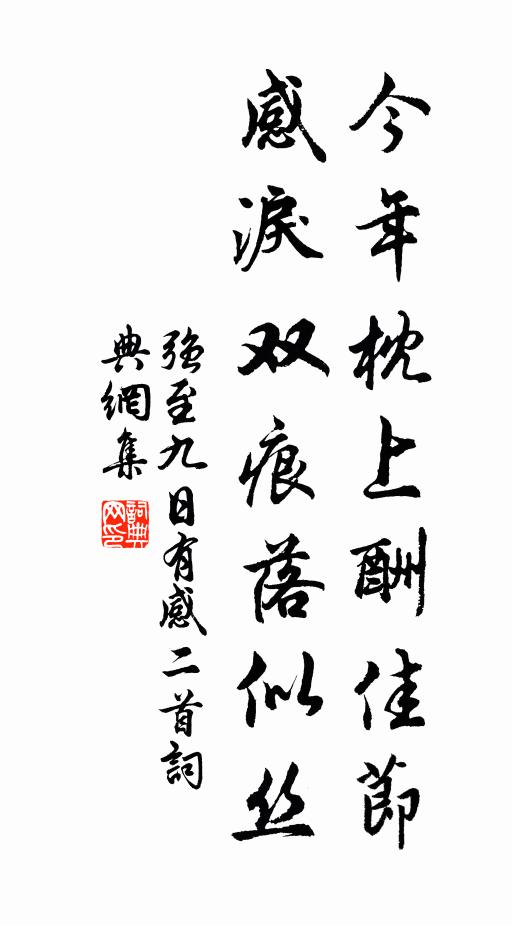 强至今年枕上酬佳节，感泪双痕落似丝书法作品欣赏