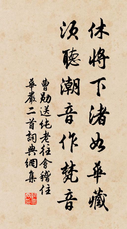 曹勋休将下渚如华藏，须听潮音作梵音书法作品欣赏