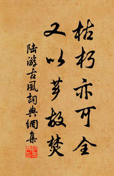 陆游枯朽亦可全，又以芗故焚书法作品欣赏