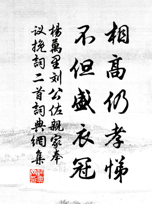 杨万里相高仍孝悌，不但盛衣冠书法作品欣赏