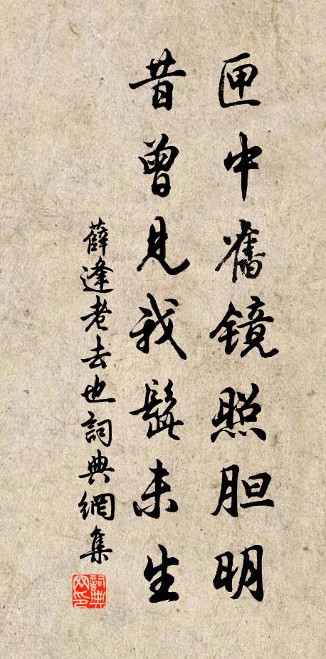 薛逢匣中旧镜照胆明，昔曾见我髭未生书法作品欣赏