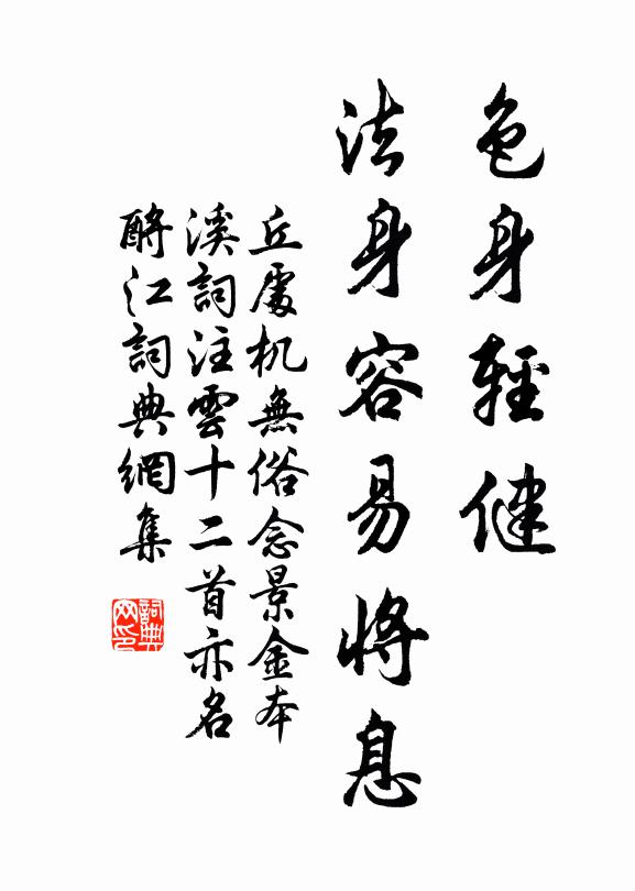丘处机色身轻健，法身容易将息书法作品欣赏