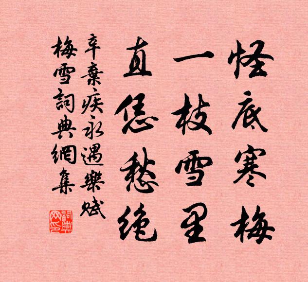 辛弃疾怪底寒梅，一枝雪里，直恁愁绝书法作品欣赏