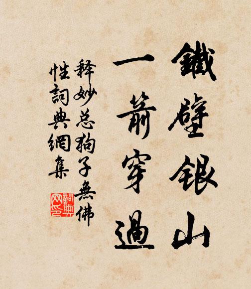 释妙总铁壁银山，一箭穿过书法作品欣赏