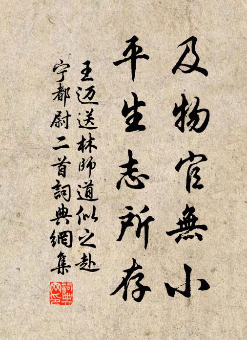 王迈及物官无小，平生志所存书法作品欣赏