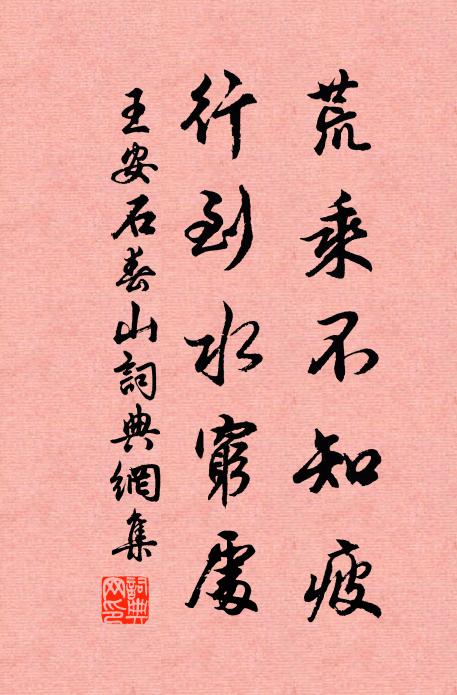 王安石荒乘不知疲，行到水穷处书法作品欣赏