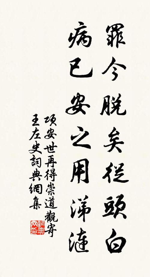 项安世罪今脱矣从头白，病已安之用涕涟书法作品欣赏