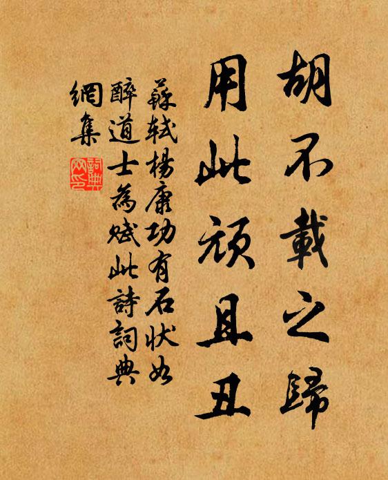 苏轼胡不载之归，用此顽且丑书法作品欣赏