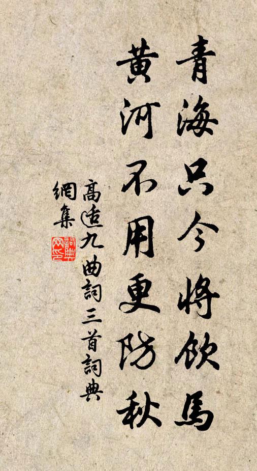 高适青海只今将饮马，黄河不用更防秋书法作品欣赏
