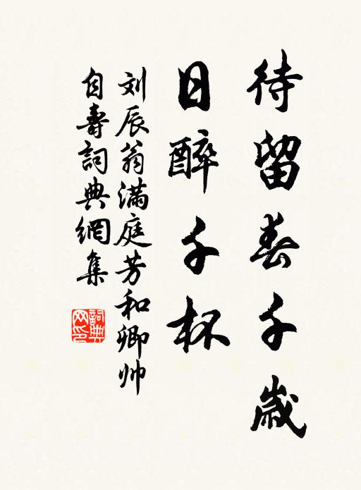 刘辰翁待留春千岁，日醉千杯书法作品欣赏