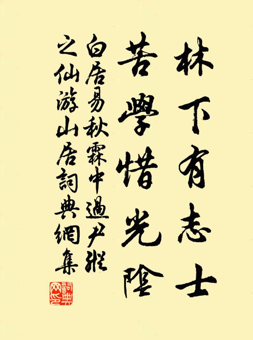 白居易林下有志士，苦学惜光阴书法作品欣赏