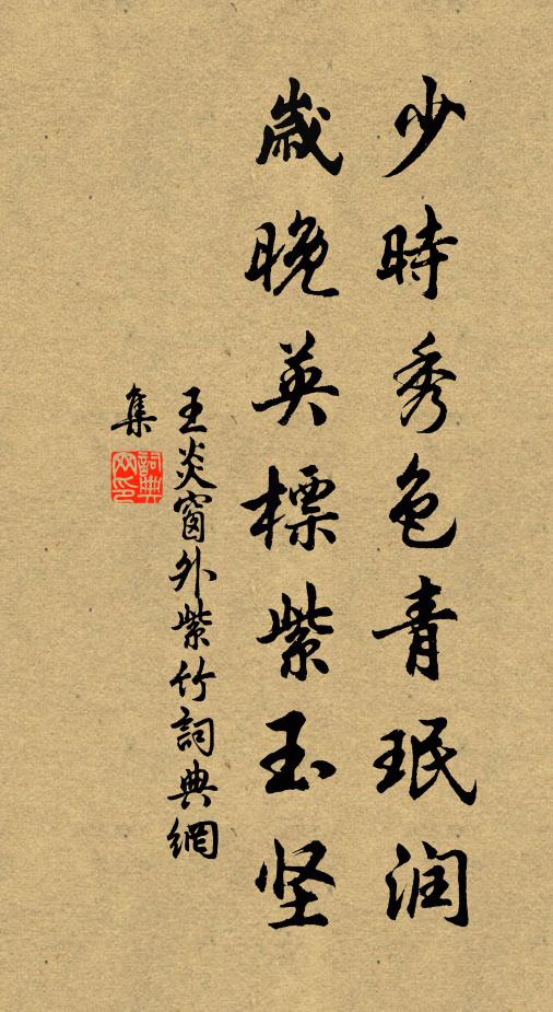 王炎少时秀色青珉润，岁晚英标紫玉坚书法作品欣赏