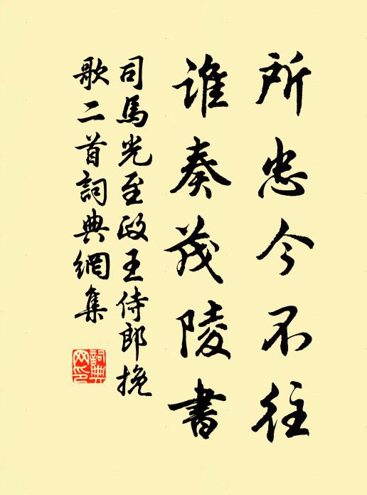 司马光所忠今不往，谁奏茂陵书书法作品欣赏