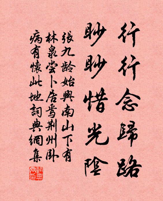 张九龄行行念归路，眇眇惜光阴书法作品欣赏