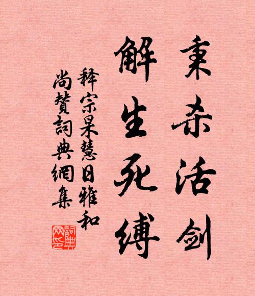 释宗杲秉杀活剑，解生死缚书法作品欣赏