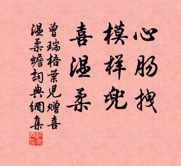 曾瑞心肠拽,模样兜,喜温柔书法作品欣赏