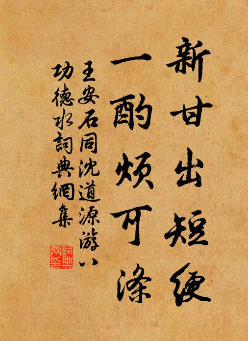 王安石新甘出短绠，一酌烦可涤书法作品欣赏