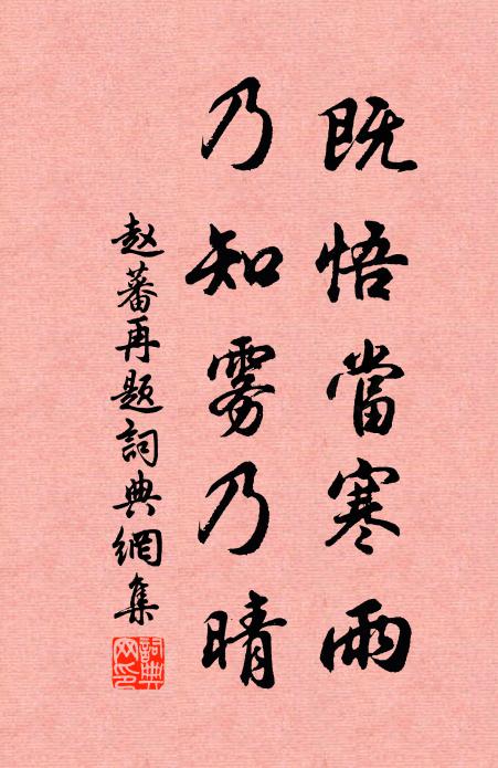 赵蕃既悟当寒雨，乃知雾乃晴书法作品欣赏