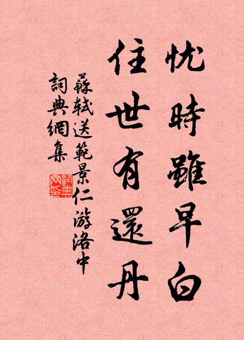 苏轼忧时虽早白，住世有还丹书法作品欣赏