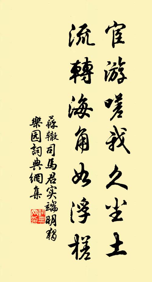 苏辙宦游嗟我久尘土，流转海角如浮槎书法作品欣赏