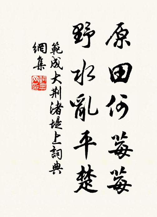 范成大原田何莓莓，野水乱平楚书法作品欣赏