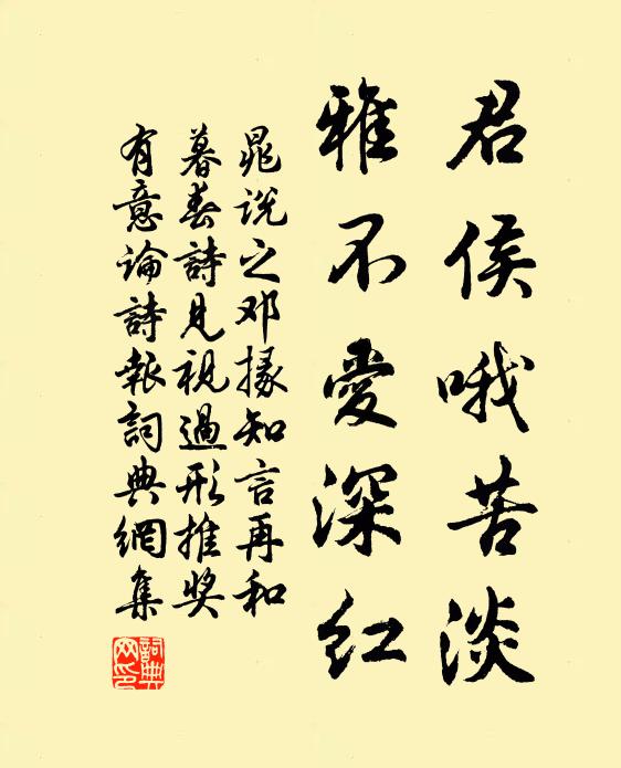 晁说之君侯哦苦淡，雅不爱深红书法作品欣赏
