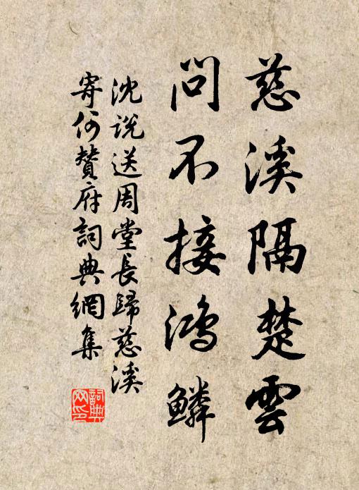沈说慈溪隔楚云，问不接鸿鳞书法作品欣赏