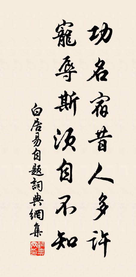 白居易功名宿昔人多许，宠辱斯须自不知书法作品欣赏