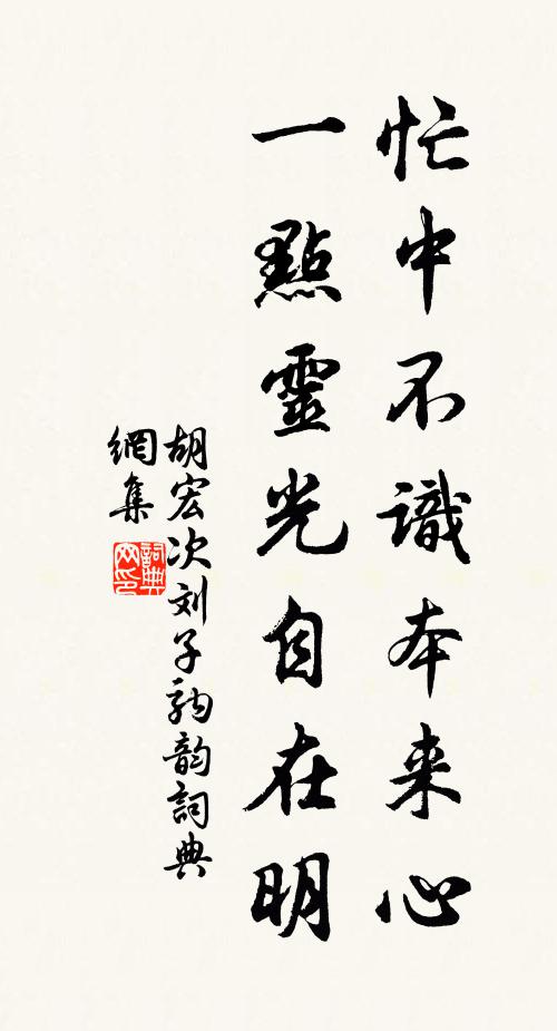 胡宏忙中不识本来心，一点灵光自在明书法作品欣赏