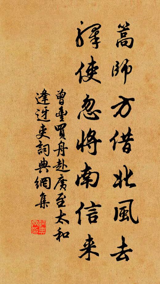 曾丰篙师方借北风去，驿使忽将南信来书法作品欣赏