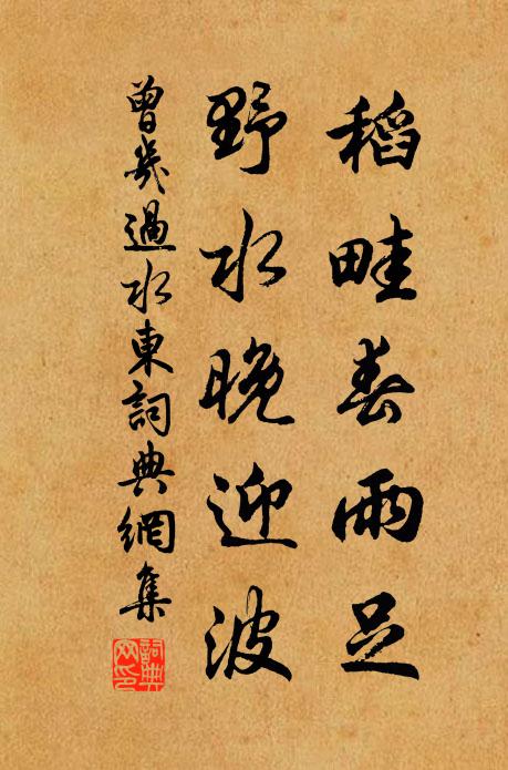曾几稻畦春雨足，野水晚迎波书法作品欣赏