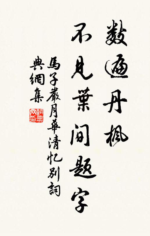 马子严数遍丹枫，不见叶间题字书法作品欣赏