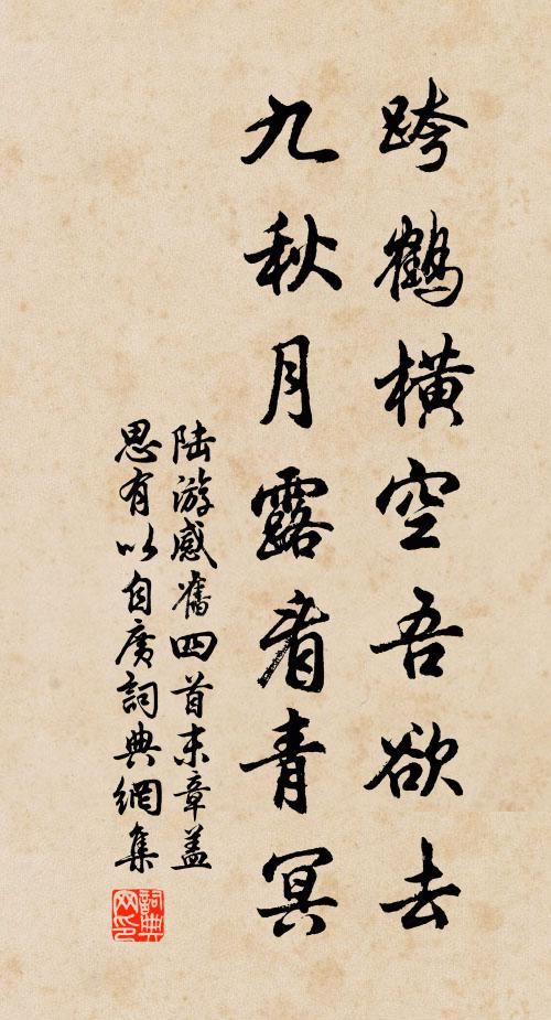 陆游跨鹤横空吾欲去，九秋月露看青冥书法作品欣赏