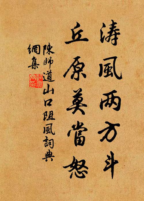 陈师道涛风两方斗，丘原莫当怒书法作品欣赏