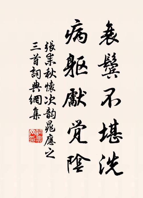 张耒衰鬓不堪洗，病躯先觉阴书法作品欣赏