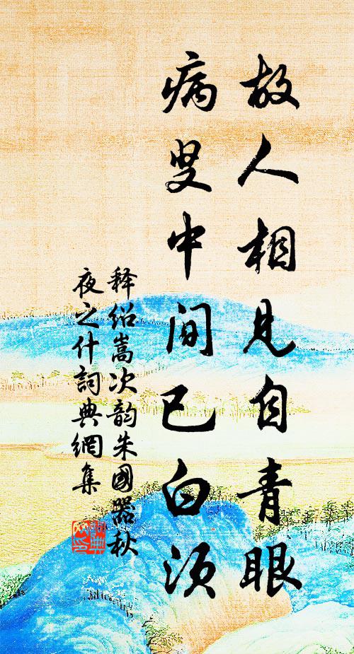 释绍嵩故人相见自青眼，病叟中间已白须书法作品欣赏