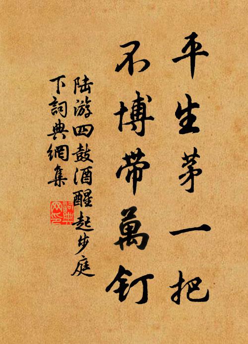陆游平生茅一把，不博带万钉书法作品欣赏