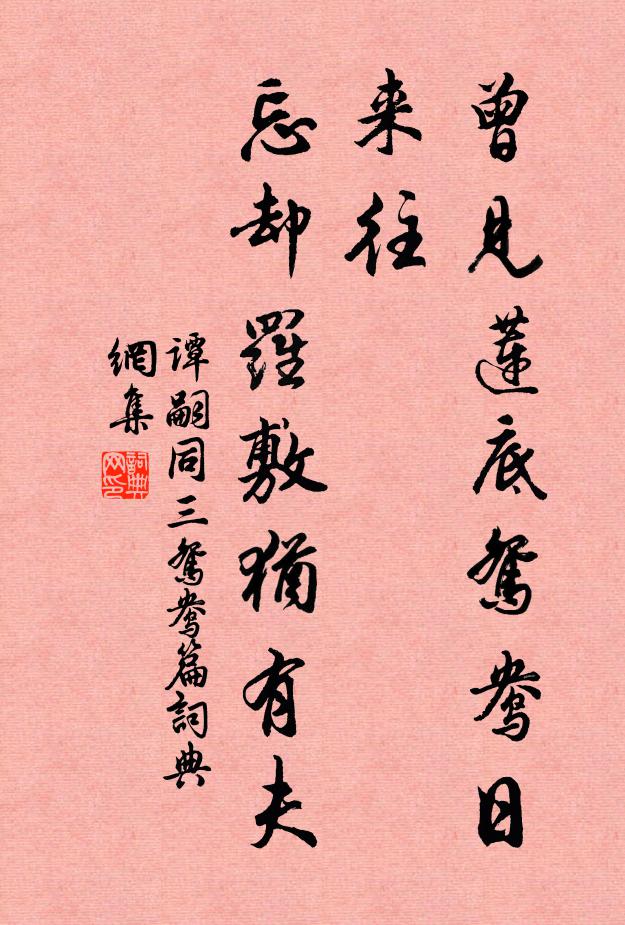 谭嗣同曾见莲底鸳鸯日来往，忘却罗敷犹有夫书法作品欣赏