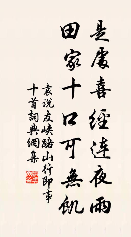 袁说友是处喜经连夜雨，田家十口可无饥书法作品欣赏