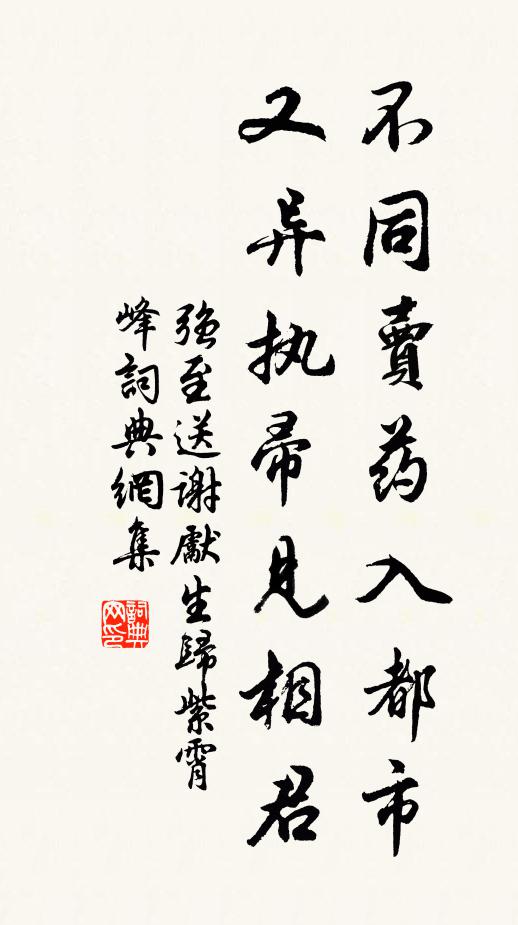 强至不同卖药入都市，又异执帚见相君书法作品欣赏