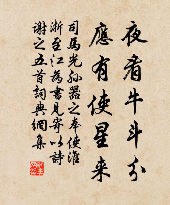 司马光夜看牛斗分，应有使星来书法作品欣赏