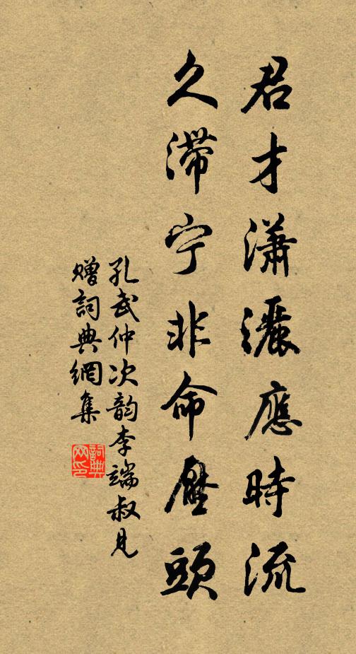 孔武仲君才潇洒应时流，久滞宁非命压头书法作品欣赏