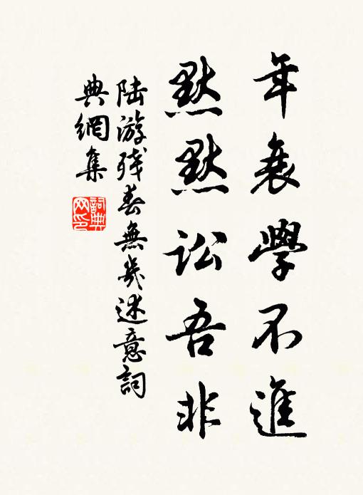 陆游年衰学不进，默默讼吾非书法作品欣赏