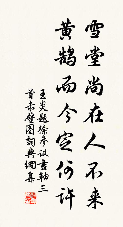 王炎雪堂尚在人不来，黄鹄而今定何许书法作品欣赏